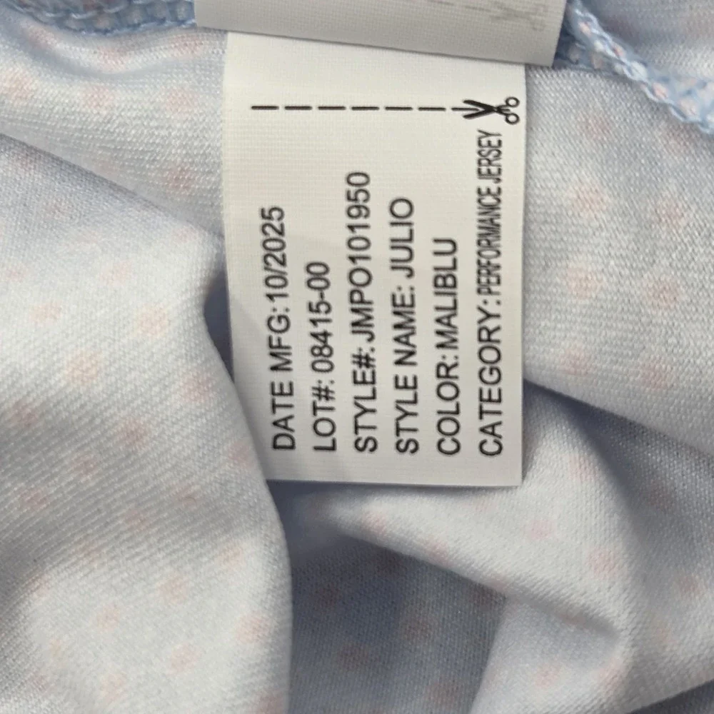 NEW Johnnie-O Performance Julio Polo Mens Large Malibu Blue Geometric AOP NWT
